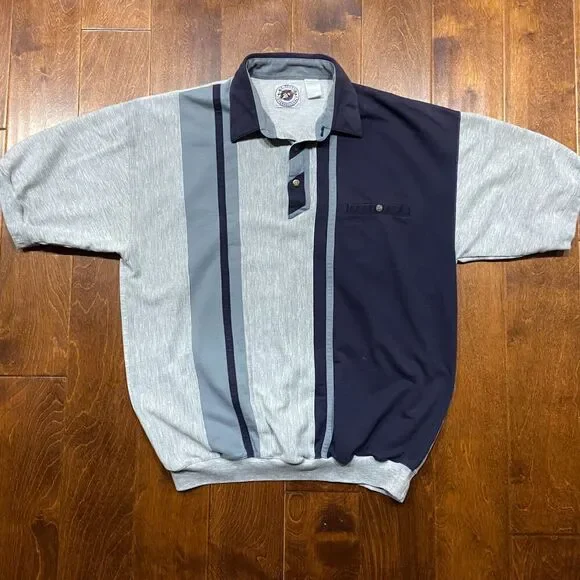 LD Sport Vintage Casual Sweatshirt Polo Gray Navy Poly Blend Shirt Mens Size XLT - Picture 3 of 8